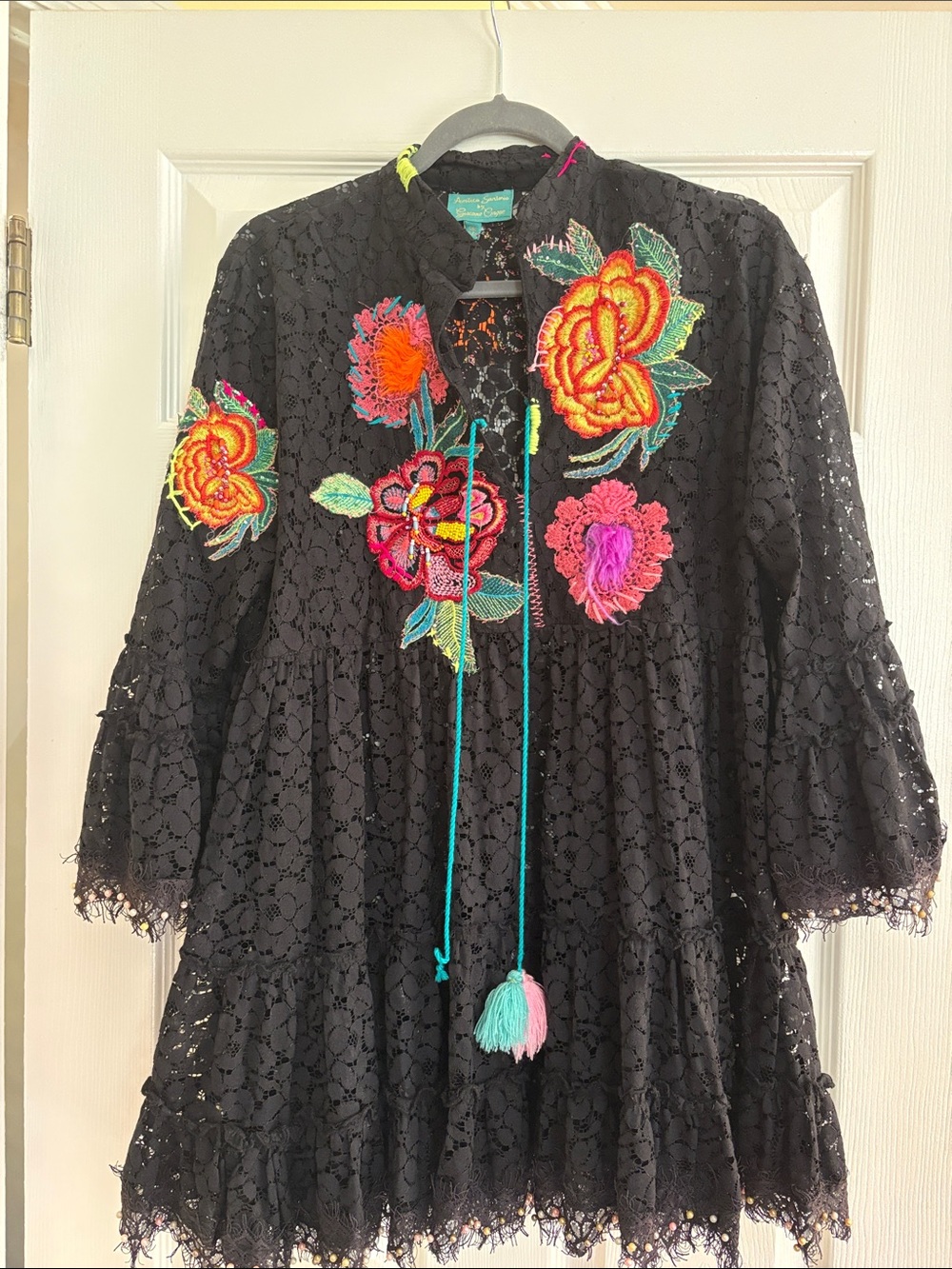 Giacamo CinqueBlack Lace Floral Embroidered Dress